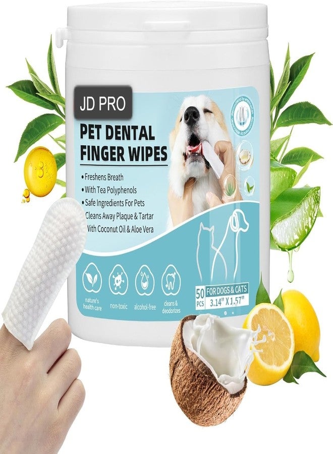 JD PRO | 50 PCS Wet Wipes for Dogs, Pet Wet Wipes for Cats Dogs, Non-Woven Dog Wet Wipes for Cleaning Finger Cat Cot Grooming Wipes Suit for Pet Daily Teeth & Paw Care Cleaning Wipes | - Image 1